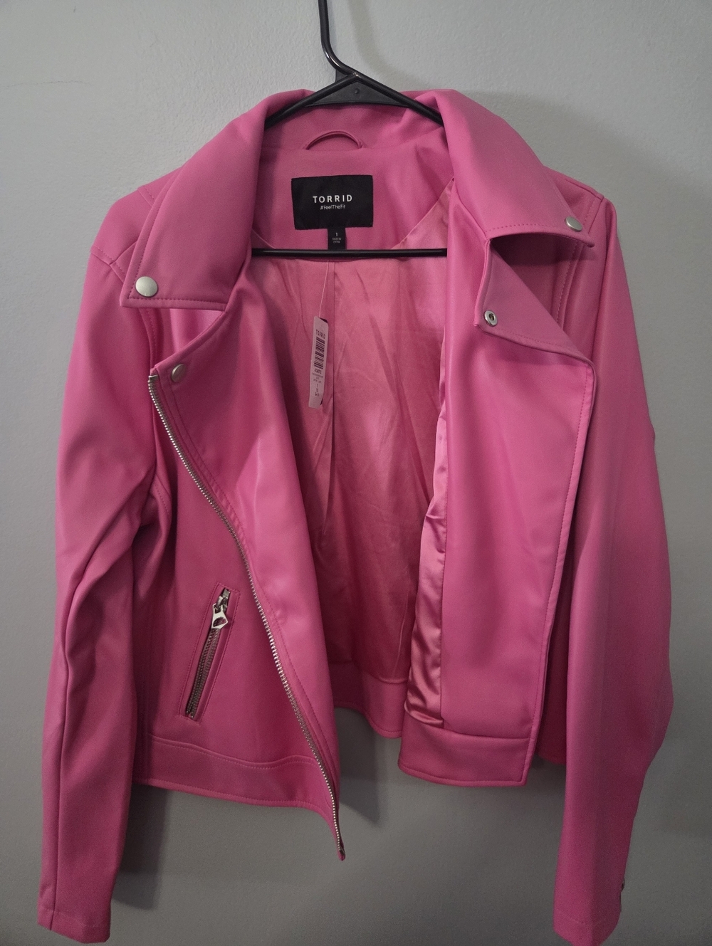 Torrid Vibrant Hot Pink Faux Leather Moto Jacket Size 1